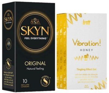 Набір з SKYN Original (10 шт) + Рідкий вібратор Intt Vibration Honey (15 мл)  SOS9894 фото