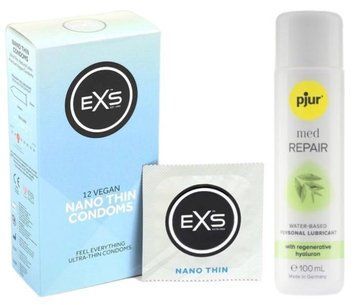 Набор EXS NANO Thin (12 шт) + pjur MED Repair Glide 100 мл SOS13496 фото