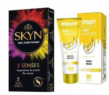SKYN 5 Senses та Лубрикант OLO зі смаком банана 120 мл SOS302 фото