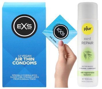 Комплект EXS Air Thin 12 шт + Pjur MED Repair Glide 100 мл SOS13596 фото
