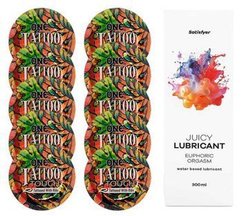 Комплект ONE Tattoo Touch 10 шт. + Лубрикант Satisfyer Juicy Lubricant Euphoric Orgasm (300 мл) SOS12192 фото