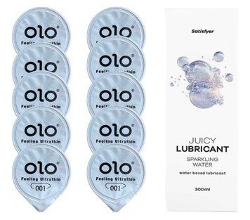 OLO Feeling Ultrathin 10 шт. + Лубрикант Satisfyer Sparkling Water 300 мл SOS12494 фото