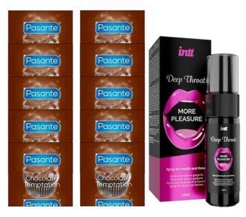 Pasante Chocolate Temptation 10 шт + Intt Deep Throat Oral Spray (12 мл) SOS13988 фото