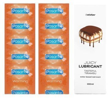 Комплект Pasante Warming 10шт. + Лубрикант Satisfyer Juicy Lubricant Tasteful Tiramisu 300 мл SOS11593 фото