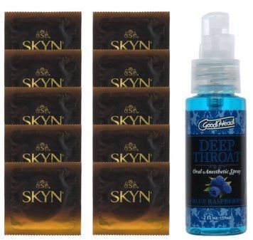 Комплект SKYN Passion Daiquiri 10 шт + Doc Johnson GoodHead Deep Throat Spray Blue Raspberry (59 мл) SOS13646 фото