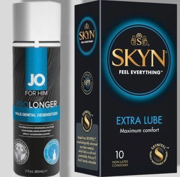 SKYN Extra Lube 10 шт + Пролонгатор System JO Prolonger Spray with Benzocaine (60 мл) SOS5108 фото