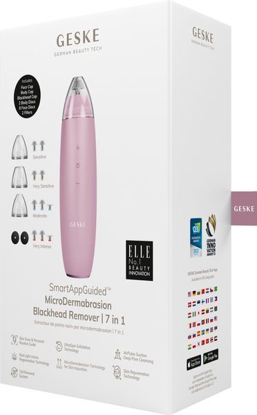 Мікродермабразійний пристрій для видалення чорних цяток GESKE MicroDermabrasion Blackhead Remover 7в1 pink HB0571 фото