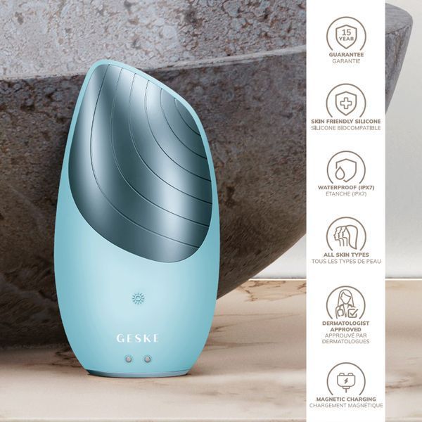 Электронная звуковая термо щетка для лица GESKE Sonic Thermo Facial Brush 6в1 turquoise HB0081 фото