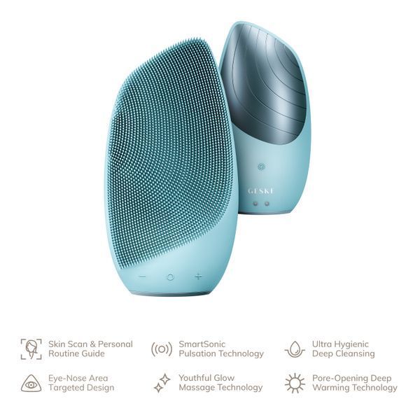 Электронная звуковая термо щетка для лица GESKE Sonic Thermo Facial Brush 6в1 turquoise HB0081 фото