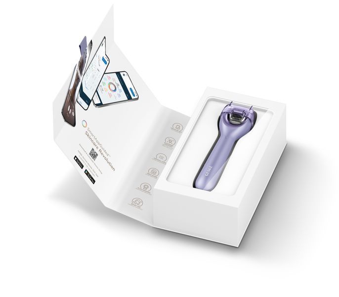 Электронный роллер для лица с микроиглами GESKE MicroNeedle Face Roller 9в1 purple HB0189 фото