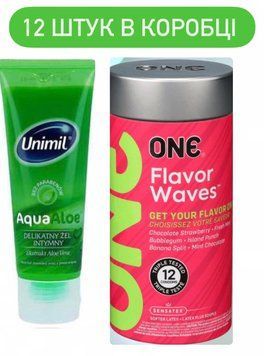 ONE Flavor Waves &mdash; 12 шт и Лубрикант Unimil Aqua Aloe &mdash; 80 мл в подарок SOS722 фото