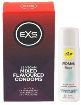 Набор EXS Mixed Flavoured (12 шт) + pjur Woman Nude 30 мл SOS13447 фото