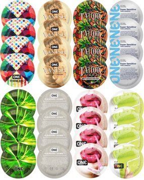 Набір з 32 шт ONE Ribs + ONE Vanish + ONE Tattoo + ONE Sensitive + ONE Glowing + ONE Dome + ONE Bubblegum + ONE Color SOS8299 фото