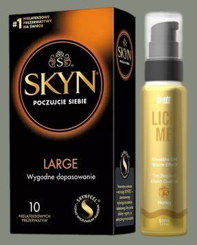 Комплект SKYN Large 10 шт + Гель INTT Lick Me Kissable Gel Honey 50 мл SOS5592 фото