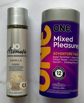 Набір ONE Mixed Pleasures 12 шт і Натуральна масажна олія System JO Aromatix 120 мл SOS1379 фото