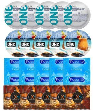Набір 20 шт ONE Pleasure Plus + ONE Island Punch + Pasante Cooling + EXS CRAZY COLA SOS7294 фото