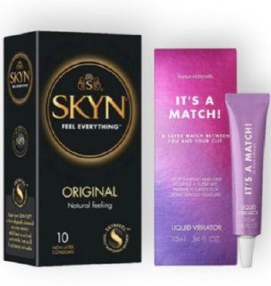 SKYN Original 10 шт + Bijoux Indiscrets Clitherapy Liquid Vibrator &ndash; IT'S A MATCH SOS6810 фото