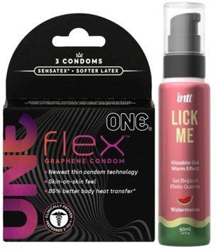 Комплект 3 шт ONE Flex + Гель INTT Lick Me Kissable Gel Watermelon 50 мл SOS6179 фото