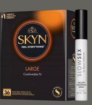 Комплект SKYN Large, 36 шт + Спрей для посилення слиновиділення Bijoux Indiscrets Slow Sex Mouthwatering spray SOS5445 фото