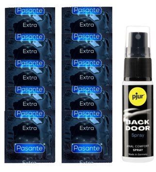 Комплект Pasante Extra Safe 10 шт + pjur Backdoor (20 мл)  SOS14164 фото