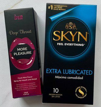 Набор Skyn Exstra Lube 10 шт + Спрей Intt Deep Throat Oral Spray (12 мл) SOS1429 фото