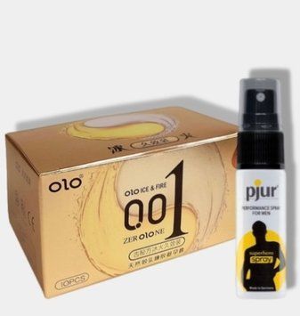 OLO 0.01 Ice Durable Gold 10 шт + Пролонгатор pjur Superhero Spray 20 мл SOS5956 фото