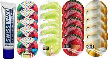 Набор из Swiss Navy Water-Based 10 мл + ONERibs + ONE Color + ONEChocolateStrawberry + ONEBanana SOS8534 фото