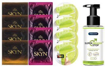 Комплект: Пролонгатор Super Orgasm Stop Гель (150 мл) + 8 шт. SKYN + 4 шт. ONE Color SOS10769 фото