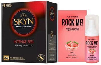 Набор из SKYN Intense Feel (36 шт) + Жидкий вибратор ROCK ME! Strawberry (20 мл) SOS9845 фото