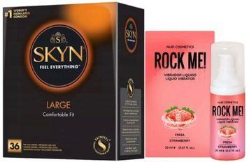 Набір з SKYN Large (36 шт) + Рідкий вібратор ROCK ME! Strawberry (20 мл) від Nuei  SOS9945 фото