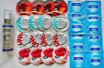 Набір 24 шт ONE Flavor Waves, Super Sensitive, Extreme ribs + Pasante Cooling + Лубрикант "olo smooth" 60 мл класична SOS1729 фото
