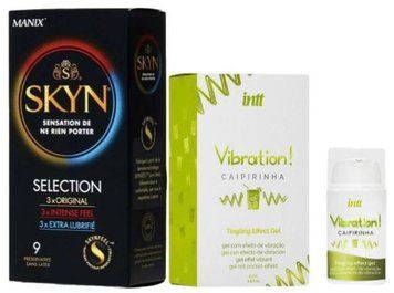 Набор из SKYN Selection (9 шт) + Жидкий вибратор Intt Vibration Caipirinha (15 мл) SOS9695 фото
