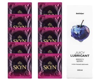 Комплект SKYN CHERRY 10 шт. + Лубрикант Satisfyer Juicy Lubricant Breezy Berry 300 мл SOS12595 фото