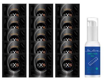 Комплект EXS Black Latex 15 шт + Loveline Erection Gel (50 мл) SOS14606 фото