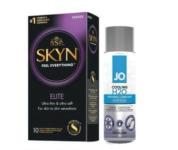 SKYN Elite &mdash; 10 шт и Лубрикант System JO H2O &mdash; COOLING (60 мл) SOS850 фото