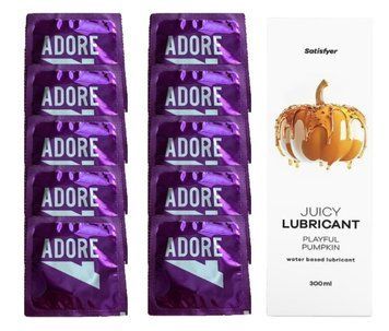 Набір: Pasante Adore 10 шт. + Лубрикант Satisfyer Playful Pumpkin (300 мл) SOS12093 фото