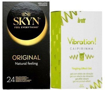 Набір з SKYN ORIGINAL 24 шт + Рідкий вібратор Intt Vibration Caipirinha (15 мл)  SOS9995 фото