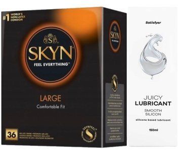 Комплект Лубрикант Satisfyer Juicy Lubricant Smooth Silicon 150 мл + SKYN Large 36 шт SOS12695 фото