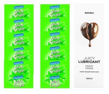 Комплект Pasante Mint 10шт. + Лубрикант Satisfyer Juicy Lubricant Crazy Crave 300 мл SOS11694 фото