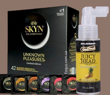 Набір SKYN Pleasures, 42 шт-6 видів + Спрей Doc Johnson GoodHead &ndash; Juicy Head Dry Mouth Spray &ndash; Pineapple 59мл SOS5173 фото
