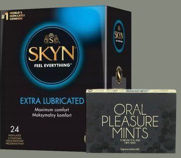 Набір SKYN Extra Lube 10 шт + М'ятні цукерки сексуBijoux Indiscrets Oral Pleasure Mints &ndash; Peppermint SOS5836 фото