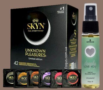 Набір SKYN Pleasures, 42 шт-6 видів + Спрей   Sensuva Deeply Love You Spearmint (29 мл) SOS5138 фото