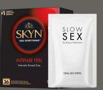 Комплект Skyn Intense feel 36 штук + Смужки  Bijoux Indiscrets Slow Sex Oral sex strips SOS5400 фото
