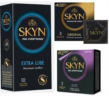 Набір : Skyn Extra Lube 10 шт , Skyn Original 3 шт та Skyn Elite 3 шт SK67 фото