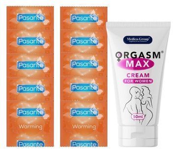 Комплект Pasante Warming 10 шт + Orgasm Max Cream for Women 50 мл SOS14264 фото