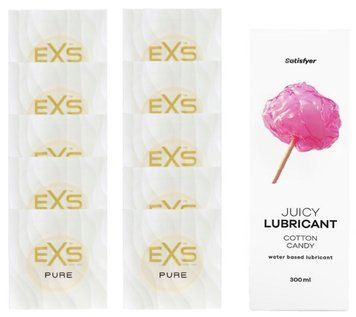 Набор: EXS Pure 10 шт. + Лубрикант Satisfyer Cotton Candy 300 мл SOS11202 фото