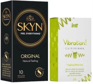 Набір з SKYN Original (10 шт) + Рідкий вібратор Intt Vibration Caipirinha (15 мл)  SOS9895 фото
