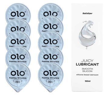 OLO Feeling Ultrathin 10 шт. + Лубрикант Satisfyer Smooth Silicon 150 мл SOS12495 фото
