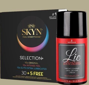 Комплект Skyn Selection 30 шт + 5 of 5 Senses , 35 шт + Гель Sensuva - Lic-o-licious Watermelon (50 мл) SOS5495 фото