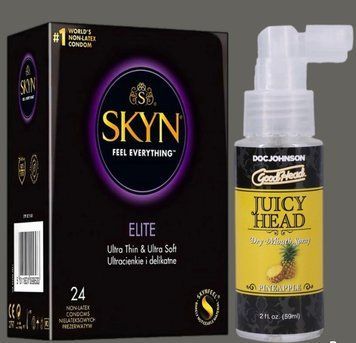 Набор SKYN Elite, 24 шт + Спрей Doc Johnson GoodHead &ndash; Juicy Head Dry Mouth Spray &ndash; Pineapple 59мл SOS5350 фото